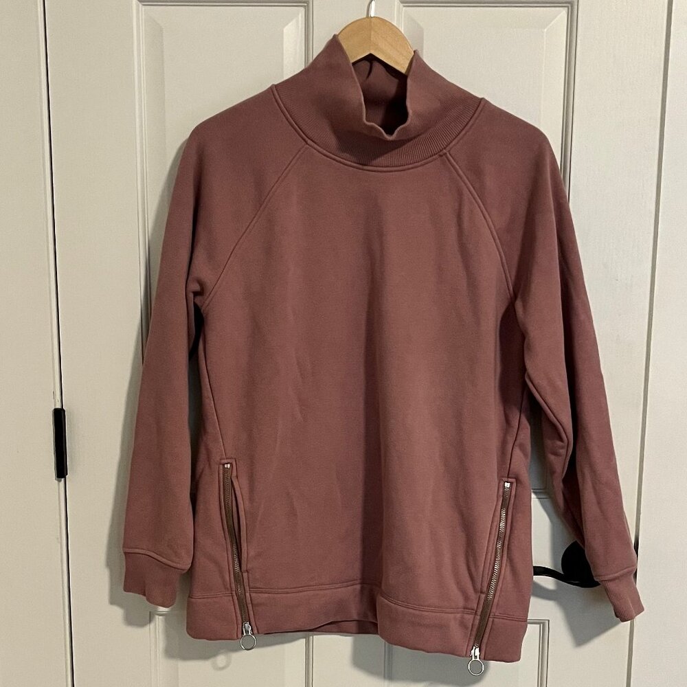 Athleta Cozy Karma Side Zip Funnel Neck Sweatshirt
